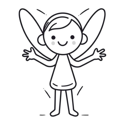 Cartoon character illustration of a little boy with arms wide op