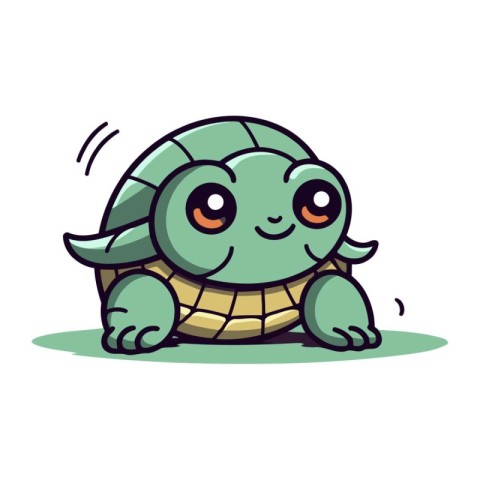 Cute cartoon turtle. Vector illustration. Isolated on white back