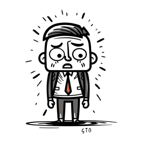 Vector illustration of a man in a suit and tie. Doodle style.