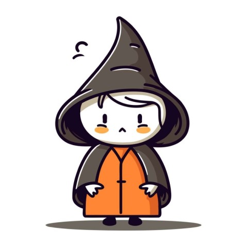 Cute Little Wizard Wearing Costume Cartoon Character Vector Illu