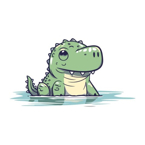 Cute crocodile. Vector illustration of a green crocodile.