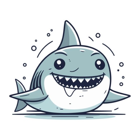 Cute cartoon shark. Vector illustration isolated on a white back