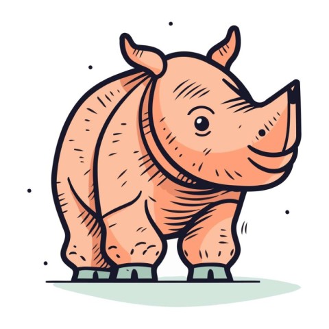 Cute rhinoceros. Vector illustration in cartoon style.