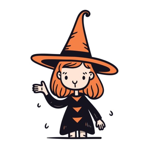 Halloween witch. Vector illustration in doodle style isolated on