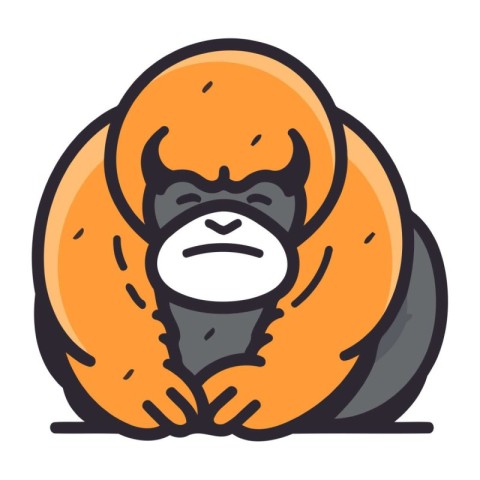 Gorilla sitting. Vector illustration in doodle style.