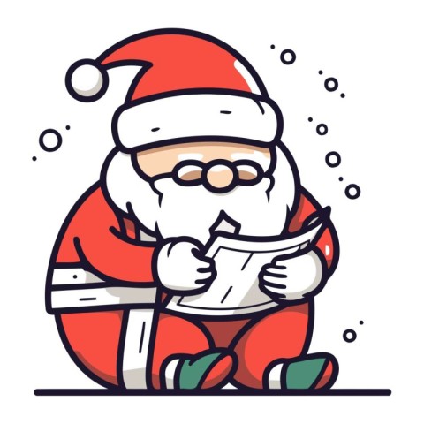 Santa Claus reading a book. Vector illustration. Santa Claus rea