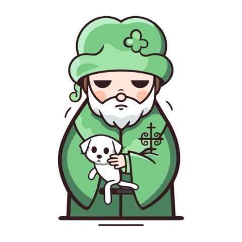 Leprechaun with dog   St. Patricks Day Vector Icon