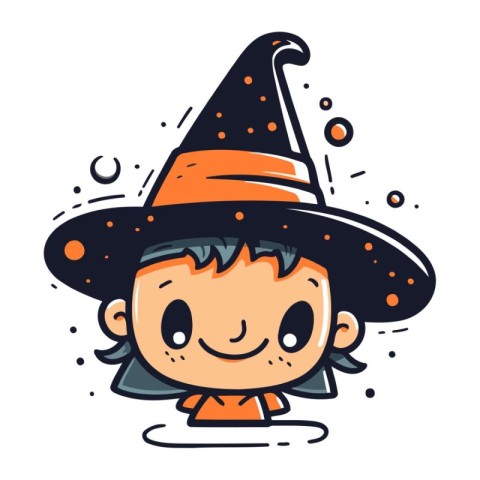 Cute cartoon girl in halloween costume. Vector illustration.