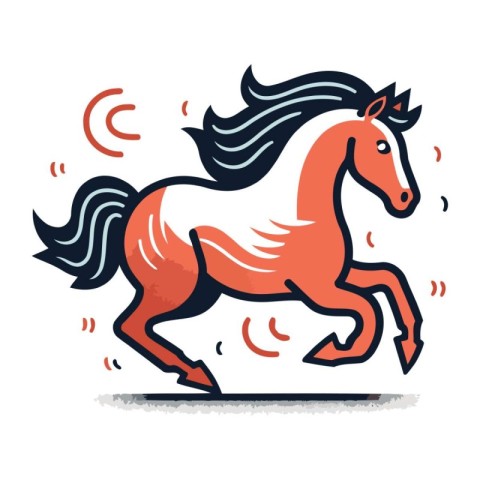 Running horse. Vector illustration. Isolated on a white backgrou