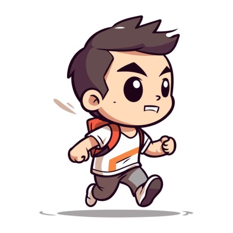 Running Boy   Retro Cartoon Vector Illustration