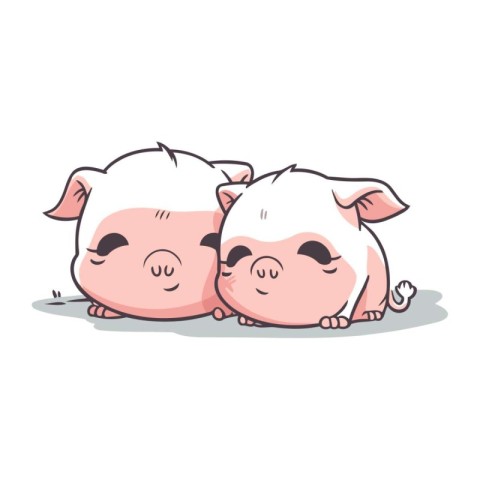 Cute pigs. Vector cartoon illustration. Isolated on white backgr