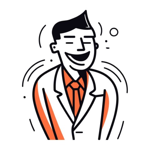 Vector illustration of a happy businessman in a suit with a tie.