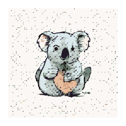 Hand drawn vector illustration of a cute koala sitting on the gr