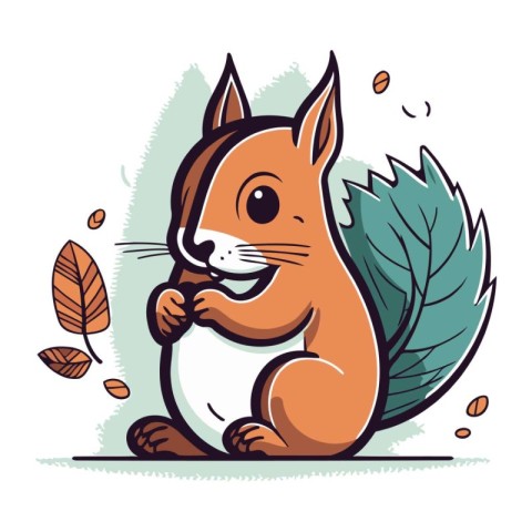 Squirrel. Vector illustration of a cute squirrel with a nut.