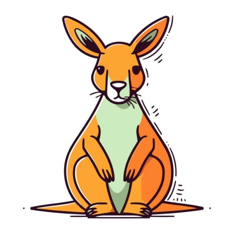 Kangaroo isolated on white background. Cartoon style vector illu