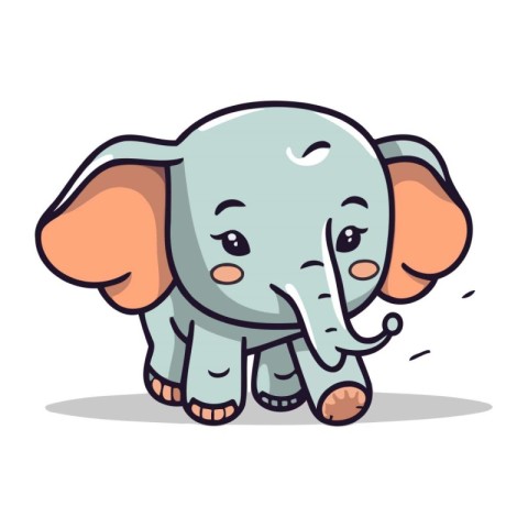 Cute elephant cartoon character. Vector illustration. Cute anima