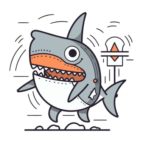 Cartoon shark character. Vector illustration of a cute cartoon s