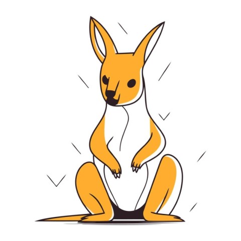 Kangaroo sitting on the ground. Vector illustration in cartoon s