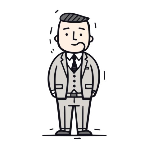 Cartoon man in suit. Vector illustration in a flat style.