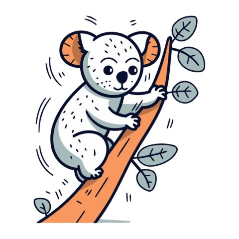 Cute koala sitting on a tree branch. Vector illustration.