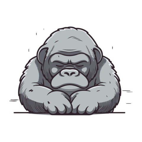 Vector illustration of a gorilla in cartoon style isolated on wh