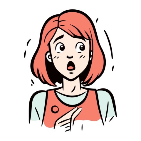 Surprised woman. Hand drawn vector illustration in cartoon comic