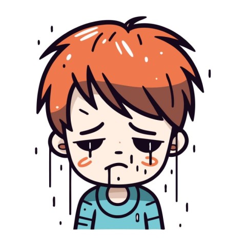 Illustration of a Cute Little Boy Crying. Vector illustration.