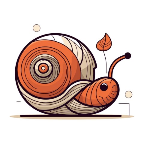 Snail cartoon icon. Vector illustration of a snail on white back