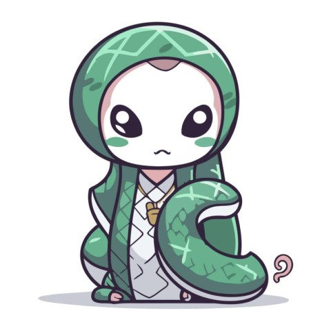 Cute snake in kokoshnik costume cartoon vector illustration.