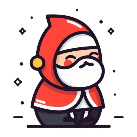 Cute santa claus character. Vector illustration in line style.