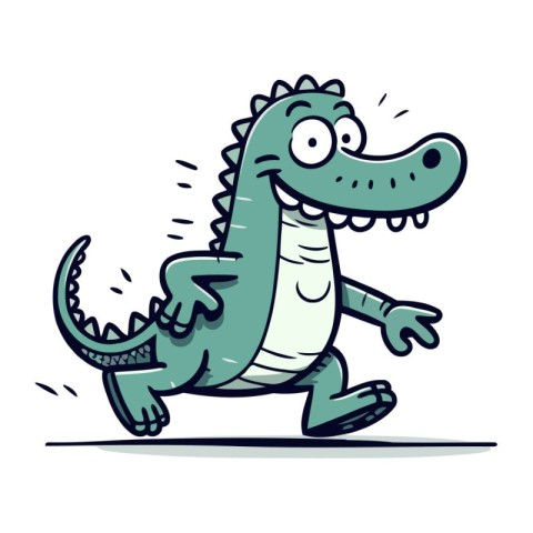 Cartoon crocodile running. Vector illustration of a funny crocod