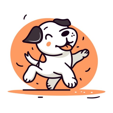 Cute cartoon dog running vector illustration. Cute dog character