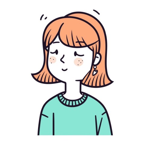 Illustration of a woman with a shy expression on her face.