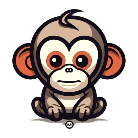 Monkey Cartoon Mascot Character Vector Icon Illustration Graphic