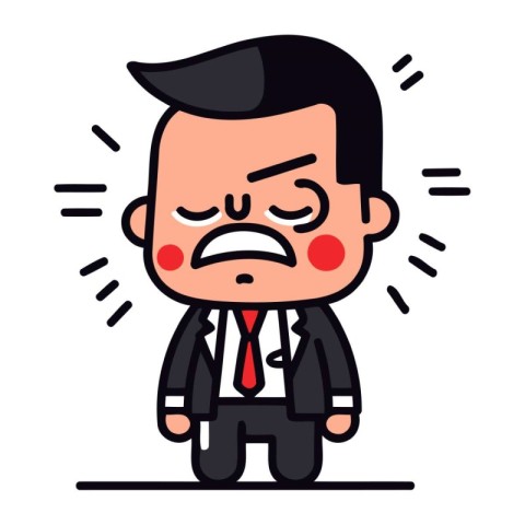 Stressed businessman cartoon character. Vector illustration in a