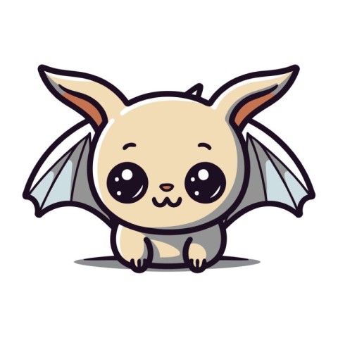 Cute cartoon bat. Vector illustration isolated on a white backgr