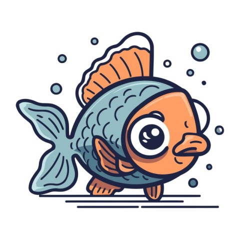 Cute cartoon fish. Vector illustration of a funny fish character