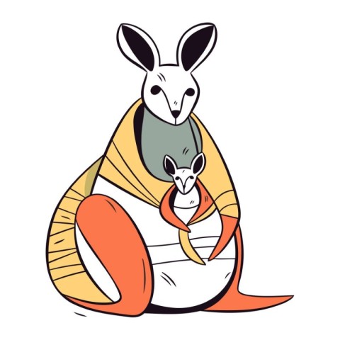 Kangaroo in a kangaroo costume. Vector illustration.