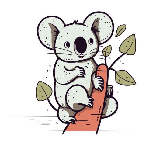 Cute koala with carrot. Vector illustration in cartoon style.