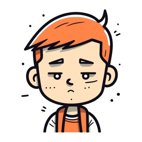 Illustration of a boy with a sad expression on his face.