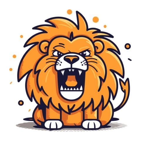 Lion cartoon mascot. Vector illustration isolated on white backg