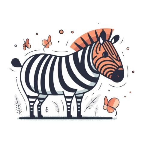 Zebra on a white background. Vector illustration. flat style.