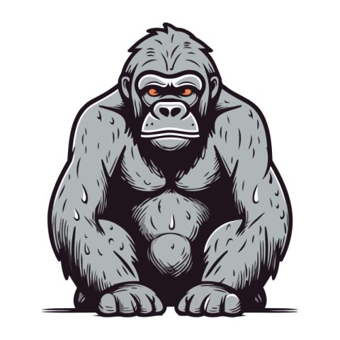 Gorilla sitting on the floor. Vector illustration for your desig