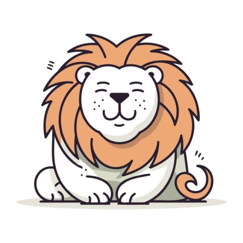 Cute cartoon lion. Vector illustration. Isolated on white backgr