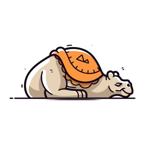 Sleeping bear with compass. Vector illustration of sleeping bear