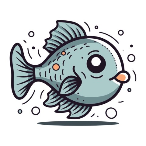 Cartoon fish. Vector illustration on white background. Cute cart