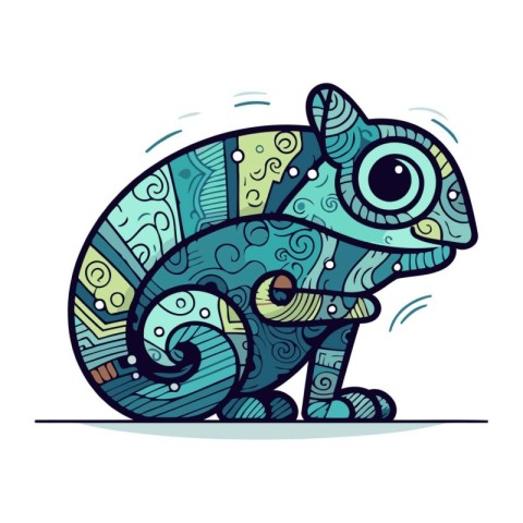 Zentangle cute chameleon. Hand drawn vector illustration.