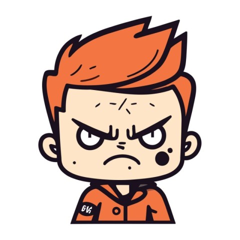 Angry Cartoon Man Face   Retro Vector Illustration