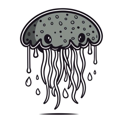 Jellyfish icon. Vector illustration of a cartoon jellyfish.