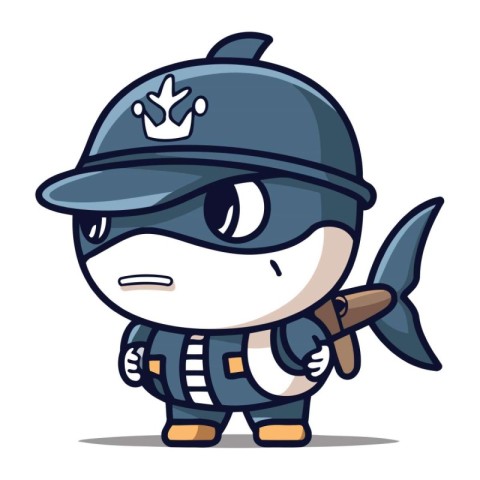 Pirate Cartoon Mascot Character with Swordfish Vector Illustrati